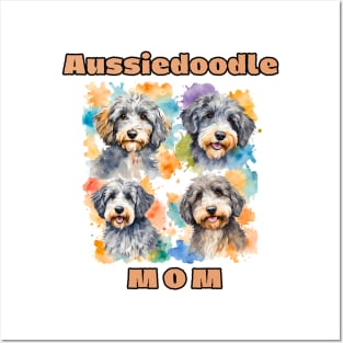 Aussiedoodle Mom Watercolor Posters and Art